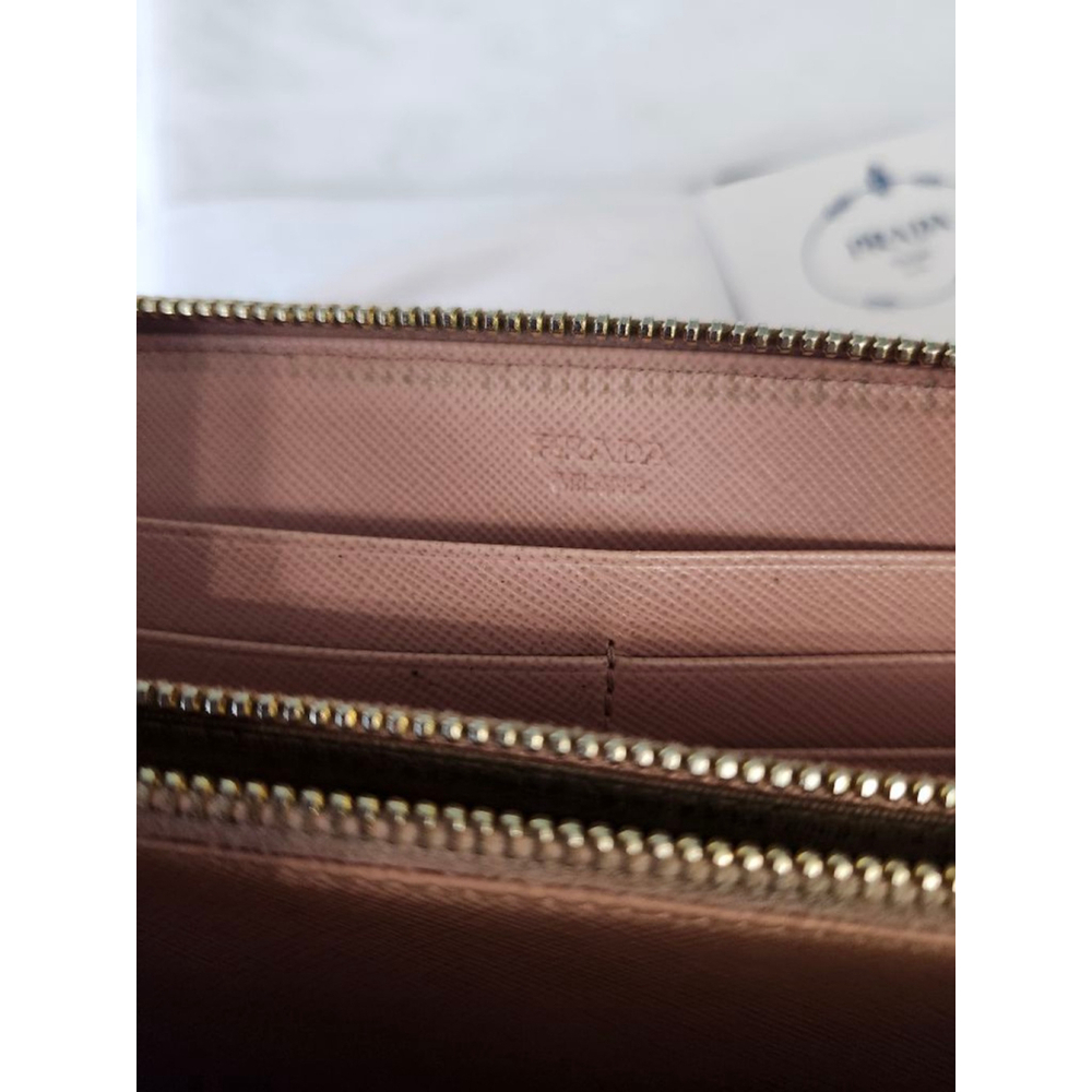 Prada Pink Saffiano Bow Zip Around Wallet COA - Picture 5 of 9